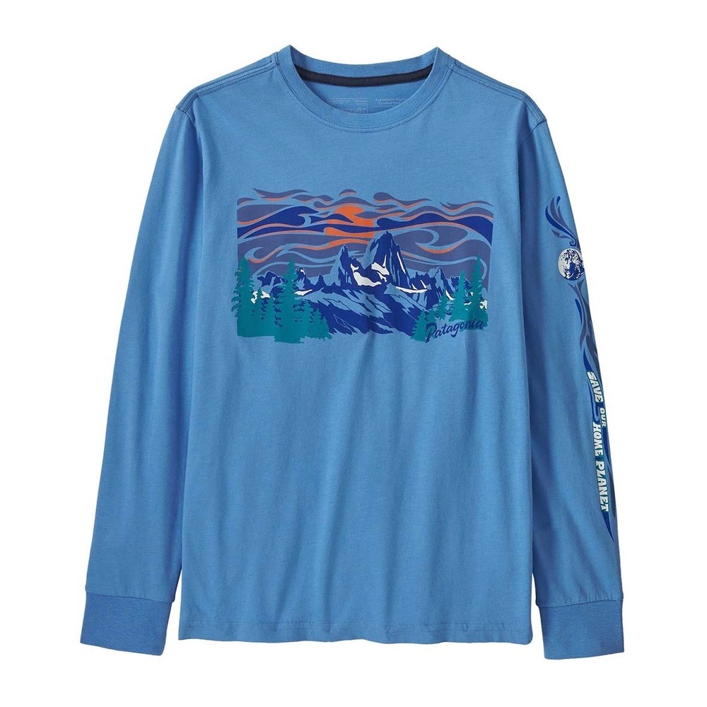 Patagonia Boys' Regenerative Organic Cotton Longsleeve Graphic Tee Sz S 7-8